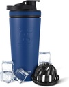 Ice Shaker Insulated Edelstahl Shaker Bottle | 26oz, Navy | Cold for 30+ Hours | Insulated Cup with Twist-on Agitator | Odor-Free Bottle for Protein Shakes, Water, Smoothies, Cocktails