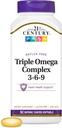 Vitamine des 21. Jahrhunderts Enteric Coated Triple Omega Complex 3-6-9, Reflux Free 90 Softgels, MTC22874X5