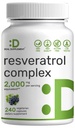 Resveratrol Complex 2.000mg, 240 Veggie Capsules – Extra Strength Trans-Resveratrol mit NAD, Quercetin, Curcumin, Grape Seed & More – Gesundes Alterndes Antioxidans für Energie- und Gehirnunterstützung