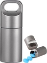 Kleine Schlüsselanhänger Pillenhalter,304 Edelstahl Tragbare Pillen-Gehäuse Organizer für Reisen,Wasserdichte Tasche Pillen Container Medizin Box für Geldbeutel Männer (Mini Pille Case), Silber