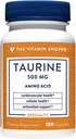 Das Vitamin Shoppe Taurine 500MG, Eine freie Form Aminosäure, Antioxidans, die zelluläre und kardiovaskuläre Gesundheit mit Vitamin B6, Gehirn und Gedächtnis Unterstützung unterstützt (100 Kapseln)