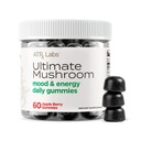 Ultimate Mushroom Daily Gummies - Mushroom Gummies mit Cordyceps, Lion's Mane und Reishi, Plus Huperzine A & L-Theanine, Mai verbessern Mood und Energie, Apfel Berry Flavor, 60 Gummies