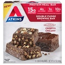 Atkins Double Fudge Brownie Protein Meal Bar, High Fiber, 15g Protein, 1g Zucker, 4g Net Carb, Meal Replacement, Keto Friendly