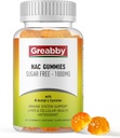 NAC Gummies Sugar Free, N Acetyl Cystein NAC Supplement 1000mg für Antioxidantien, Lung & Liver Gesundheit, Immununterstützung, Vegan Orange Flavor,60ct