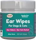 Nutztier Produkte Hundeohr-Weibchen - Ohrreiniger für Hunde zu verhindern Infektionen, Juckreiz & Odor - Aloe & Eucalyptus, Grooming Wipes - 100 Count