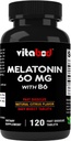 Melatonin 60 mg mit Vitamin B6 – 120 Fast Dissolve Tabletten Extra-Strength Sleep Support – Drug-Free – Natural Citrus Flavor – Vegetarisch, Non-GMO, Glutenfrei