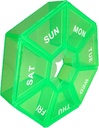 Weekly Pill Organizer - Small Light Green Case, 1 Mal am Tag, 7 Tage Reisecontainer für Medizin