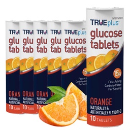 TRUEplus comprimés de glucose, saveur orange - 6X 10ct tubes