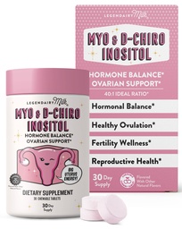 Legendairy Milk Pure Inositol Kautabletten - Myo-Inositol & D-Chiro Ergänzung für Hormonal Balance & Fertilität Unterstützung - Ideal 40:1 Ratio - 30 Tage Versorgung