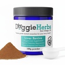 Liver Revive Dog Liver Health Supplement von Doggie Kräuter - Human Grade Kräuterpflanze basiert auf Leberheilung, Schutz, Reparatur und Verbesserung 100g w/Scoop