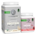 Sunwarrior Vegan Protein Pulver USDA Organisch | 20 Servierungen, Kuchen Batter Flavored & Creatin Monohydrat Pulver für Ihre | Micronized 50 Servierungen, Himbeere Limonade Flavored