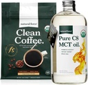 Natural Force Dark Roast Clean Coffee + Bio Pure C8 MCT Oil Bundle – 100% C8 MCT & Mold & Mycotoxin Free Coffee – Non-GMO, Keto, Paleo und Vegan - 12 Oz und 32 Oz