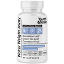 Jugend & Tonic Natürliches Wasser Gewicht Weg – Kräuterdiuretische Pillen für Bloating, Wasser Retention & Swelling Unterstützung für Frauen & Männer – 60 Caps mit Dandelion, Kalium, Grüner Tee & Apfel Apfel Apfelessig