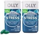 OLLY Ultra Strength Goodbye Stress Softgels Twin Pack, GABA, Ashwagandha, L-Theanin und Zitronenbalsam, Stress Relief Supplement - 120 Count