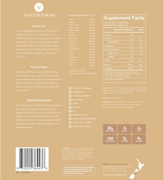 Antler Farms - 100% Grass Fed New Zealand Whey Protein Isolate, Peanut Butter Chocolate Flavor, 2 lbs - Pure and Clean, 7 ingredienti, processo a freddo