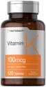 Horbäach Vitamin K Supplement | 100mcg | 120 Tabletten | Vegetarisch, Non-GMO & Gluten Kostenlose Ergänzung