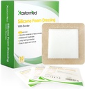 kastormed Silikon Adhesive Foam Dressing mit gentle Border 4''x4''' 10 Pack, High Absorbency Foam Wound Bandage für Bed Sore, Leg Ulcer, Diabetic Ulcer