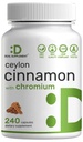 Ceylon Cinnamon mit Chrom 1000mcg, 240 Kapseln | Active Inner Bark Extract, True Sri Lanka Quelle | Natürliche Cinnamon Ergänzungen