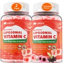 Liposomale Vitamin C 1000mg Gefüllte Gummie für Erwachsene & Kinder 9+, 1660mg Mischung w/Echinacea, Elderberry, D3, Zink, Eisen, Bioflavonoid, Astaxanthin, Natürliche organische Kaubare Vitamin C, Zuckerfrei, 2Pack