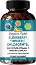 Bio Veda Elderberry Turmeric Chlorophyll Immununterstützungsergänzung - Superfoods Antioxidantien, Green Vitamin C, Grape Seed Extract, Acerola, Moringa & Papaya Enzymes - 60 Vegan Kapseln