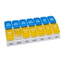 EZY DOSE Weekly AM/PM Pill Organizer, 7-tägige Vitamin- und Medikamentenbox mit großen Pop-Out-Komponenten, 2 mal pro Tag Pillenhalter für einfache Dosierung, gelbe und blaue Lids, Travel-Friendly Design