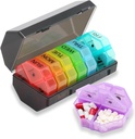 Wöchentliche Pille Organizer und Planer,Pill Case Box Design und große Komponenten, Vitamine, Cod Liver Öl, Ergänzungen und Medikamente (Gray Rainbow)