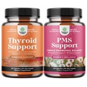 Bundle of Herbal Thyroid Support Complex und Kräuter PMS Support Supplement für Damen - Mood Enhancer Energy Supplement für Schilddrüsengesundheit - Feminine Balance Complex mit PMS Vitamine für Frauen
