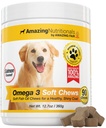 Erstaunlich Omega 3 für Hunde - Omega 3 Fischöl für Hunde Beilage für juckende Hautentlastung für trockene Haut und Hot Spots und Shedding Mantel mit EPA und DHA Fettsäuren - 90 Salmon Soft Chews