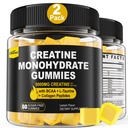 Kreatin Monohydrat-Gummi für Männer & Frauen - mit BCAA, Collagen Peptides, L-Taurine, Vitamin B12, D3, Chewables Creatine Monohydrate 5g pro Servieren, Natürliche Zitronengeschmack, Zuckerfrei, 2 Pack