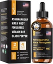 Maca Root Liquid Drops mit Ashwagandha und Fenugreek - 60 Day Servings - Fokus, Energie und Leistung - Liquid Multivitamin für Frauen und Männer - Adapto Drive, Vegan Drops
