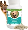 Nur natürliches Tier Ultimate Daily Vitamins - Komplette Multivitamin-Ergänzung für Hunde Balanced Health & Vitality - Senior Small & Large Canine Food Immune Digestive Support -180 Soft Chews Tablets