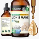BIO KRAUTER Lions Mane Liquid Extract - Pilzergänzung für Gehirnunterstützung - Vegan Lions Mane Supplement - Alkohol & Zucker Kostenlose Tropfen - 4 Fl.Oz.