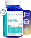Pflanzenbasierte reine Biotin-Ergänzungskapseln- Unterstützung stärkere Nägel & Haarwachstum angereichert mit Sesbania Grandiflora Sonnenblume Samen Amla Beetroot & Spinat - 60 Veg Kapseln