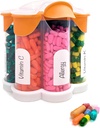 Extra große Pillen Organizer Täglich, Wöchentlich, Monatliche Beilage Flasche, niedliche Blossom Pillenspender mit 7 XL Komponenten, einfach geöffnete Pillen Box für Vitamine, Medikamente, Labels Included (Orange)