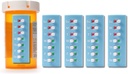 Take‐n‐Slide Peel und Stick wiederverwendbar für 12 + Refills, Pill/Medication/Vitamin/Pet Med Tracker & Reminder, Befestigen Sie Ihre Flasche, Organizer-frei, Curved‐Back (blau, 5-Pack)