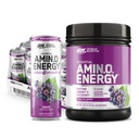Optimum Nutrition Amino Energy Powder: Concord Grape (65 Servierungen) mit essentiellen Amino Energy Plus Elektrolyten Sparkling Drink: Trauben (12 Dosen) - Bundle Pack
