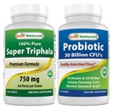 Meilleurs naturels Triphala 750 mg et probiotique 10 souches et 30 milliards UFC