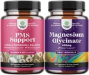 Bundle Advanced PMS Support Supplement für Damen und reines Magnesium Glycinate 400mg pro Servierung für Mood Schlaf und Entspannung