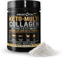 Keto Multi Collagen Peptide 16.2 oz - Knochen Broth Protein Pulver, mit 5 Arten hydrolysiertes Collagen, MCT Oil & Biotin für Haut, Gelenke, Haar & Nails, Unflavored Collagen Powder