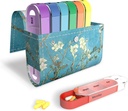 Pill Organizer, LIZIMANDU Weekly Travel Pill Case Box Medication Reminder Daily AM, Day Night 7 Compartments,für 4 Mal A Day, 7 Tage pro Woche-Includes Leather PU Carrying Case(Peach Blossom)