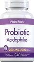 Piping Rock Probiotic Acidophilus Kapseln | 250 Million CFU | 240 Pillen | Nahrungsergänzungsmittel | Non-GMO, Glutenfrei