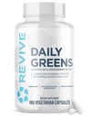 Revive MD Daily Greens Supplement für Männer und Frauen - Superfood & Antioxidant Blend w/Digestive Enzyme, Präbiotika & Probiotika für Immununterstützung, Verdauungs- und Gutgesundheit - 180 Kapseln (60 Servietten)