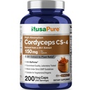 NusaPure Cordyceps 20:1 Extrakt, 150 mg Equivalent zu 3.000mg 200 Veggie Kapseln (Sinensis CS-4, Non-GMO, Vegan) Bioperine