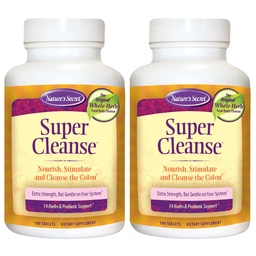 Nature's Secret Super Cleanse Extra Strength Toxin Detox & Gentle Elimination Body Cleanse, Digestive & Colon Health Support - Stimulierende Mischung von 14 Kräutern mit Probiotika - 100 Tabletten (Pack von 2)