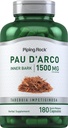 Piping Rock PAU D'Arco Kapseln | 1500 mg | 180 Pillen | Innenrinde | Kräuterextrakt Ergänzung | Nicht-GVO, glutenfrei