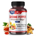 Cayenne Pepper 7 in 1 - mit Ginger, Turmeric, Cinnamon, Black Pepper - Fördert Verdauungssystem Funktion (150-Tage-Versorgung (Pack von 1))