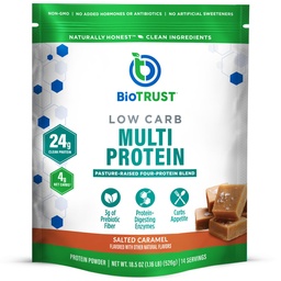 BioTrust Low Carb Protein Powder - Gesunde isolierte Whey Protein Pulver und Casein Blend aus Grass-Fed, Weide-Raised Cattle, Plus Digestive Enzyme - Gesalzene Caramel, 14 Servierungen