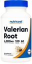 Nutricost Valerian Root Capsules (1000mg pro Servierung) 120 Kapseln - 4.000mg Äquivalent pro Servierung (4:1 Extrakt), Vegetarische Kapseln, Glutenfrei, Non-GMO
