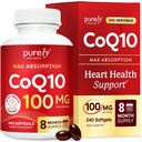 Rein ganzheitliche CoQ10 100mg - 240 SoftGels - 8 Monate Versorgung - Ubiquinone Coenzyme Q10 Supplement - mit Bio Olivenöl - Soy Free Co Q 10 - Made in USA