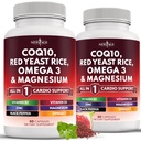 NEU AGE COQ10 200mg Red Yeast Rice 3000mg Omega 3-6-9 3000mg Magnesium Complex 500mg Zink Vitamin K2 D3 - Vitamine für Frauen und Männer mit Vitamin B3, Coenzym Q10-120 Count